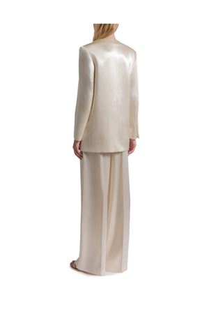 Giacca doppiopetto in raso lucido avorio ALBERTA FERRETTI | V050816270002